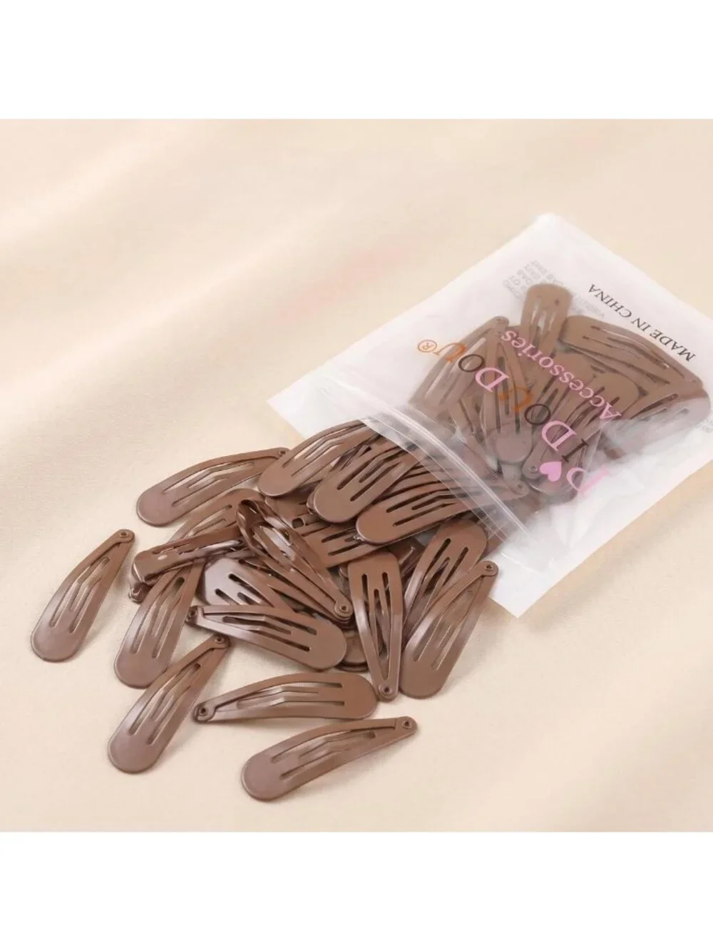 40 Brown Metal Snap Hair Clips - 2 Inch Barrettes for Women’s Accessories, 40